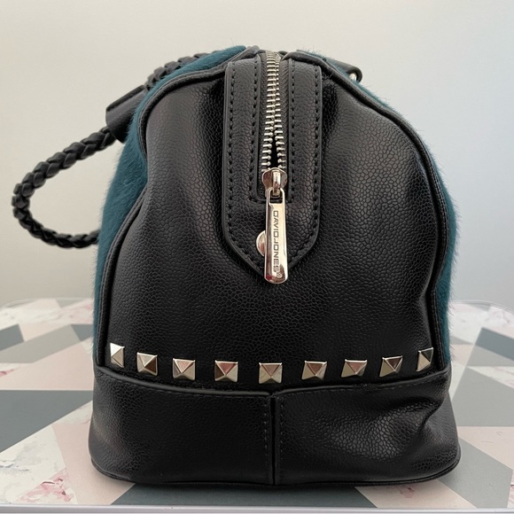 David Jones blue/black faux fur rock stud bag - Picture 5 of 5